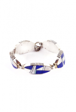 Link Bracelet Lapis Lazuli Perlmutter Alvin Yellowhorse Navajo